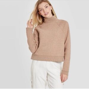a new day mock neck tan pullover